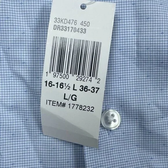 Calvin Klein Regular Fit Wrinkle Free Stretch Dress Shirt L Blue 6871 - Picture 2 of 9